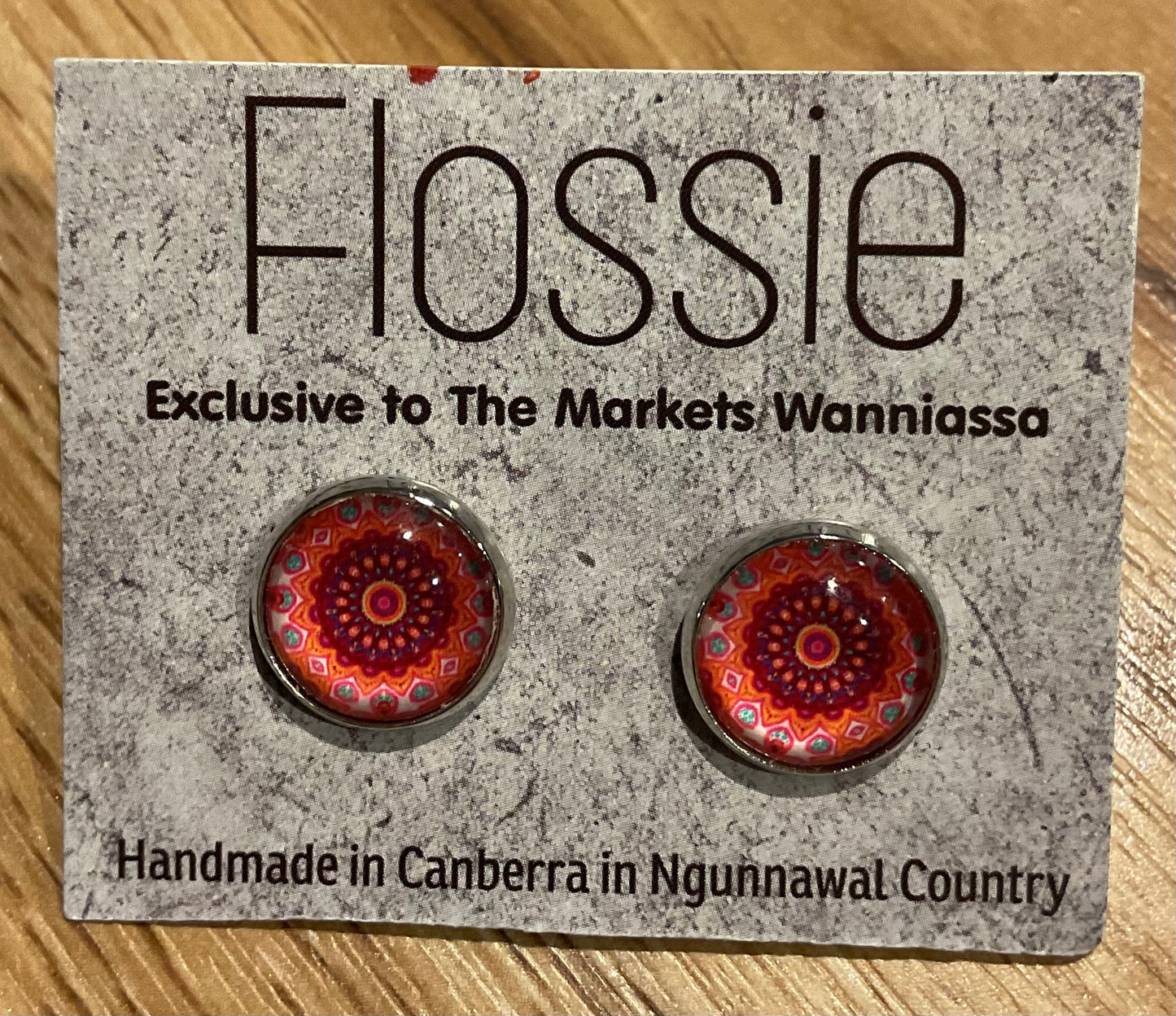 *Earrings Pink Mandala Glass Studs