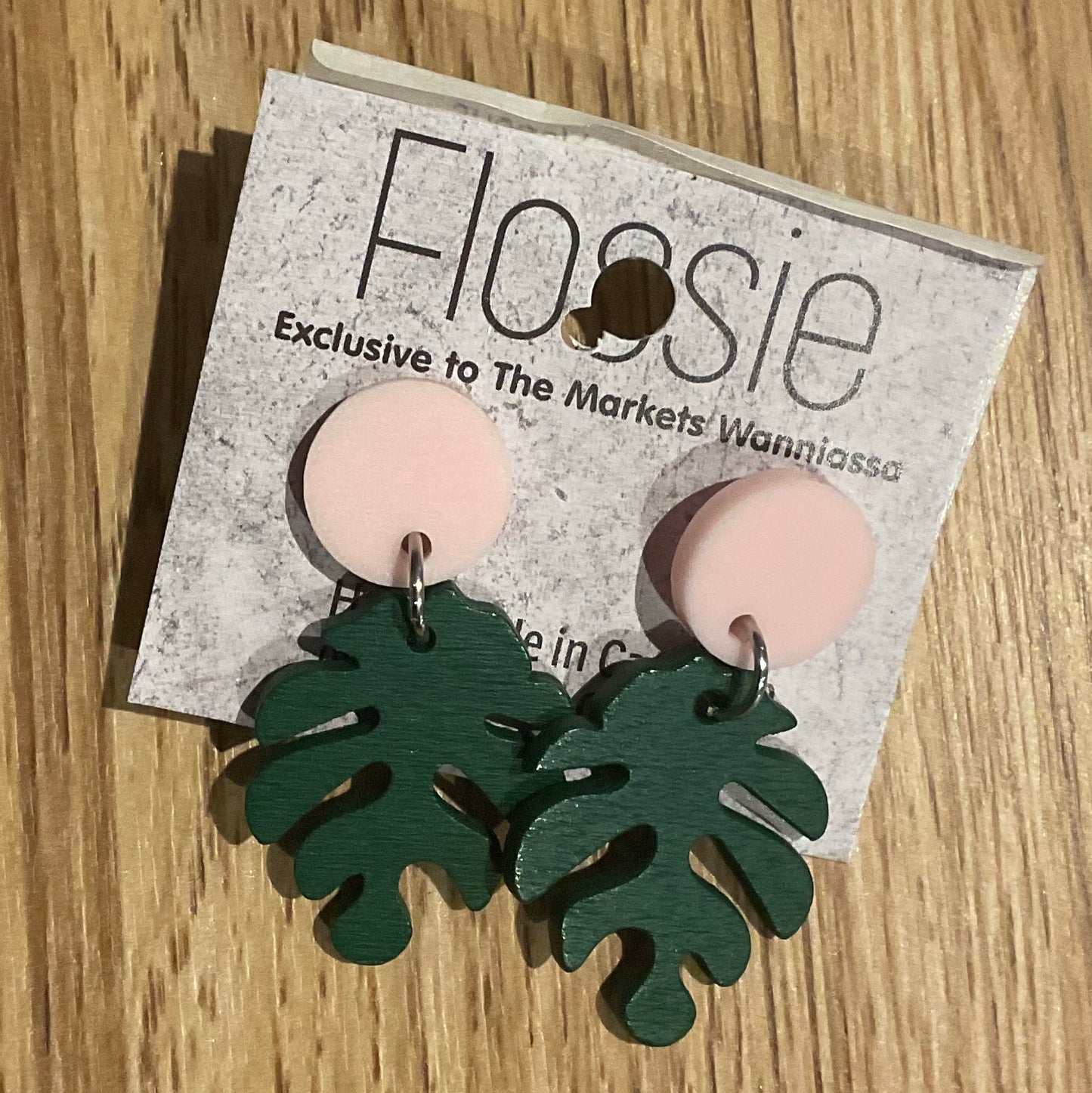 *Earrings Wooden Leaves Dangles