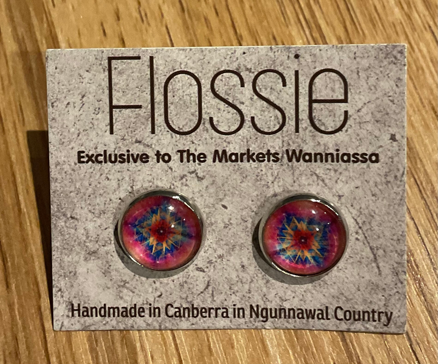 *Earrings Pink Mandala Glass Studs