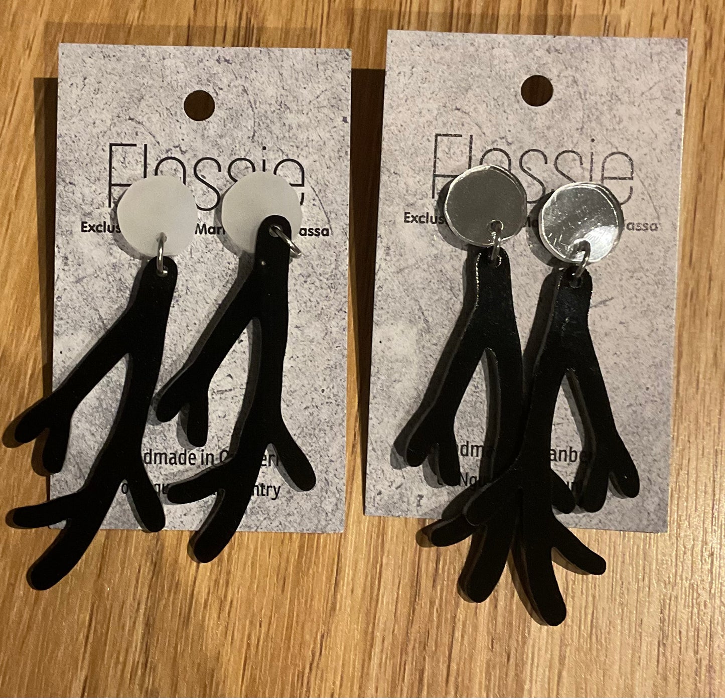 *Earrings Acrylic Black Antler Dangles