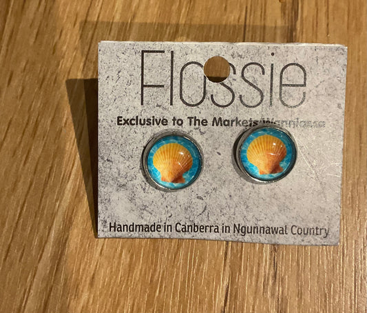 *Earrings Seashell Glass Studs