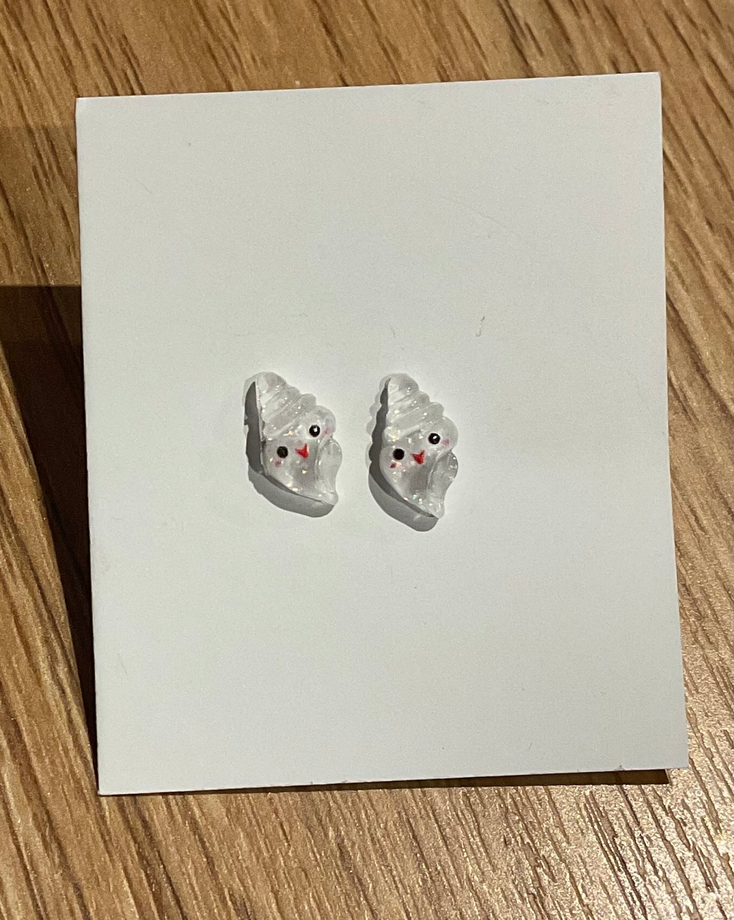 *Earrings Teeny White Shell Studs