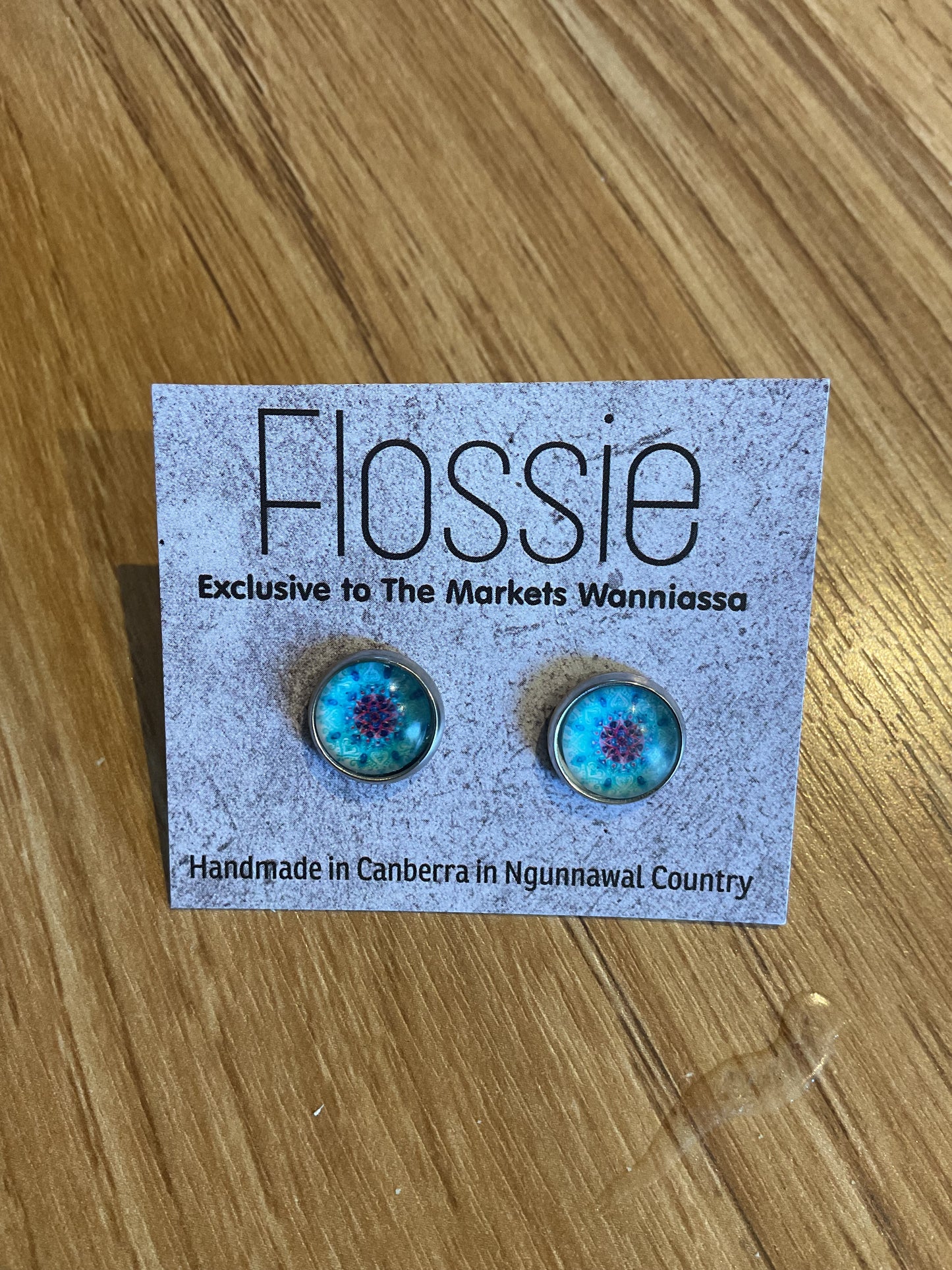 *Earrings Mandala Glass Dome Studs