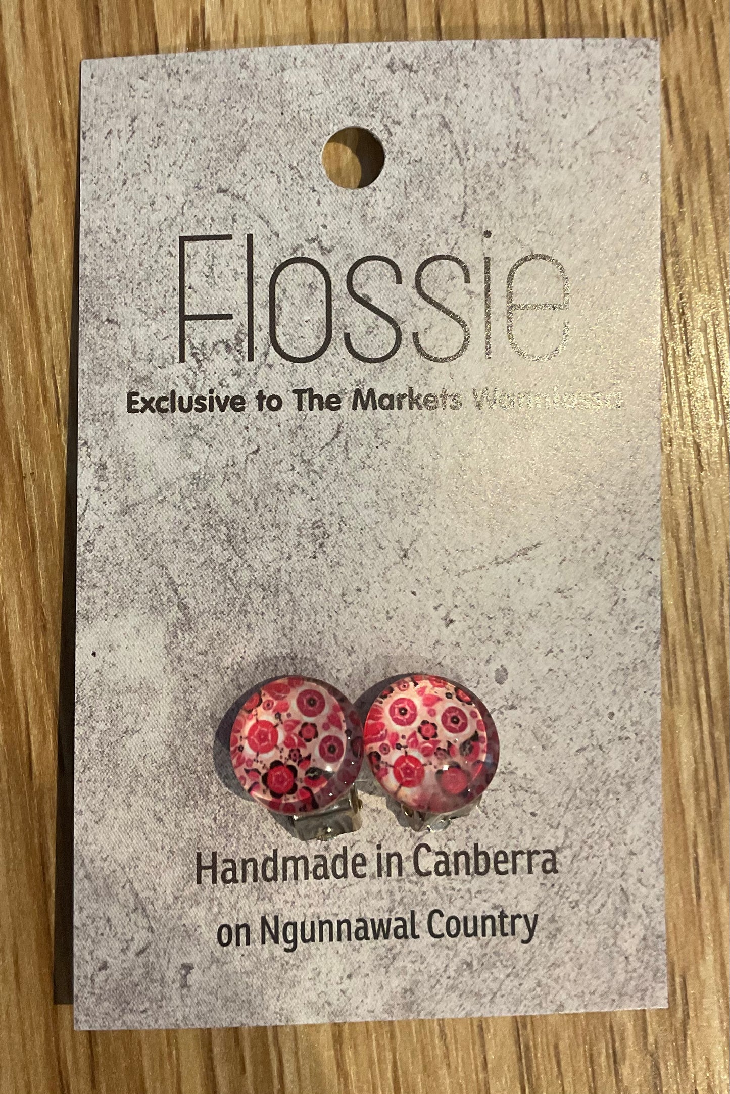 *Earrings Clip on Studs Flower Print
