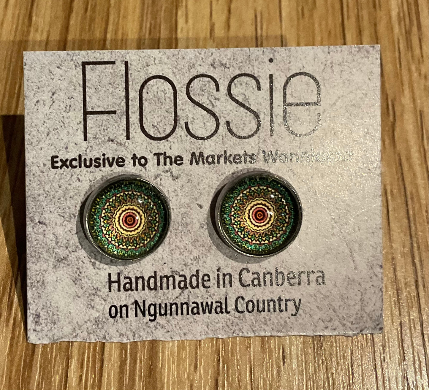 *Earrings Mandala Glass Studs