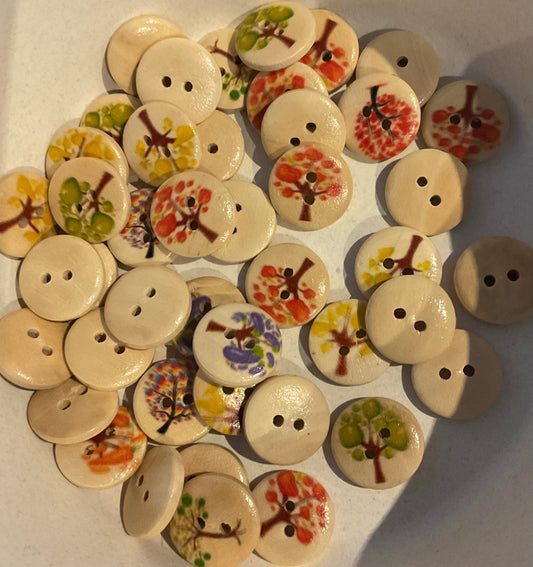 *Loose Buttons - Wooden Tree Design