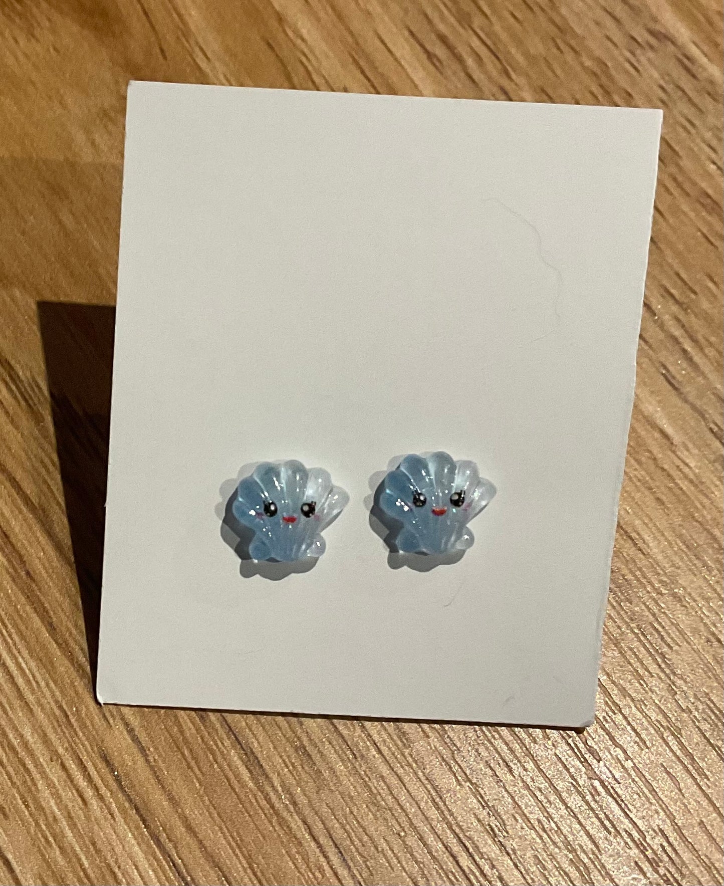 *Earrings Teeny Blue Shell Studs