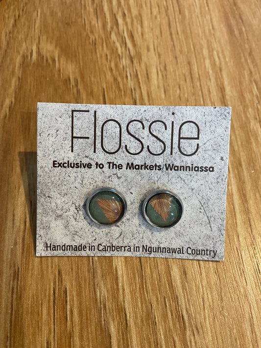 *Earrings Brown Leaf Dome Studs