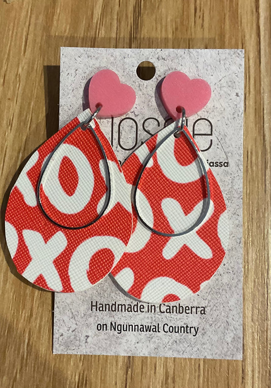 *Earrings XO Red Dangles