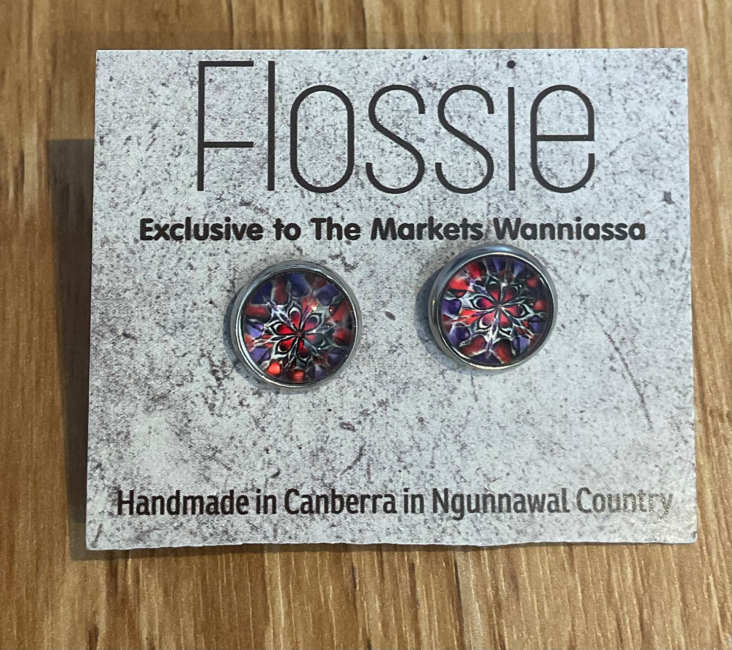 *Earrings Mandala Glass Dome Studs