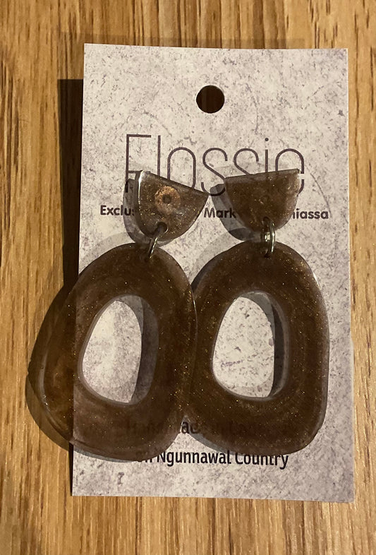 *Earrings Resin Brown Dangles