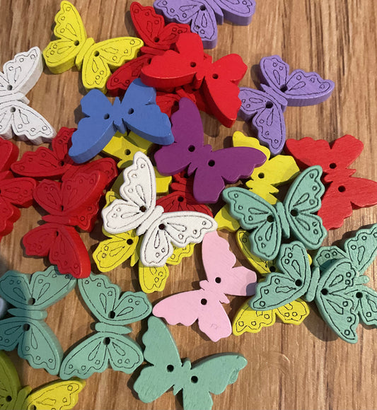 *Loose Buttons - Wooden Butterfly Shape