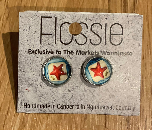 *Earrings Starfish Glass Studs