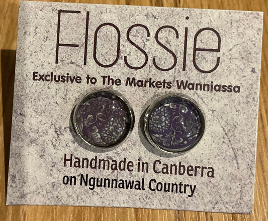 *Earrings Printed Glass Dome Studs