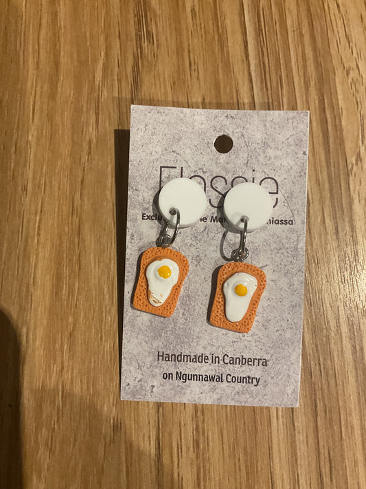 *Earrings Eggs on Toast Dangles