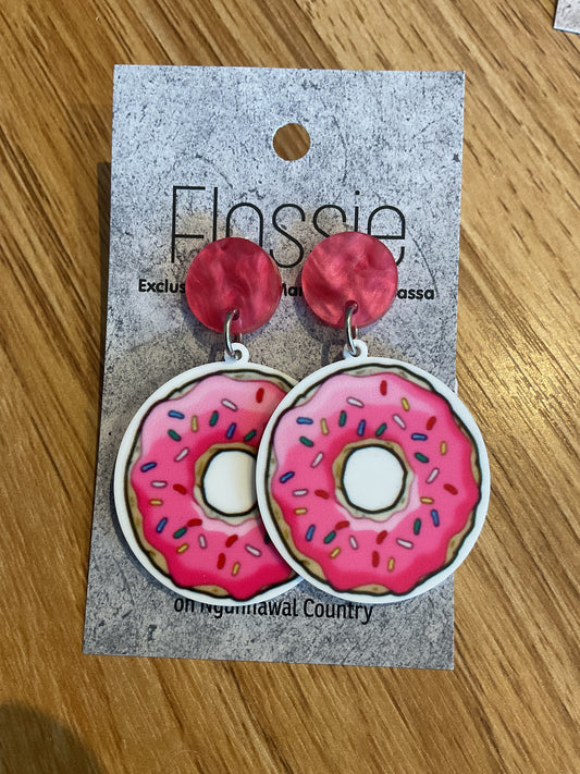 *Earrings Pink Doughnut Dangles