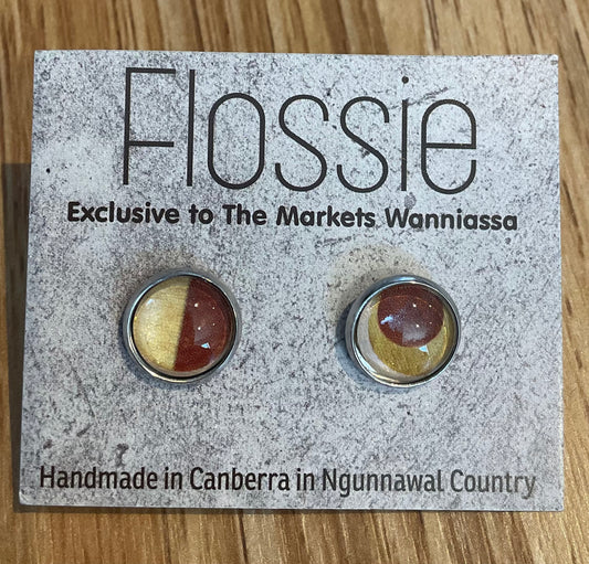 *Earrings Earthy Round Glass Studs