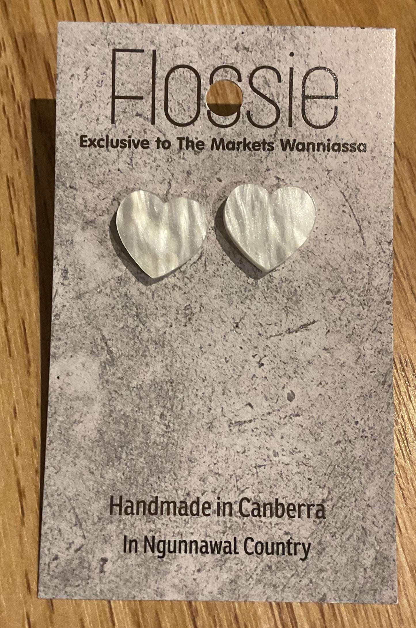 *Earrings Marble Heart Studs