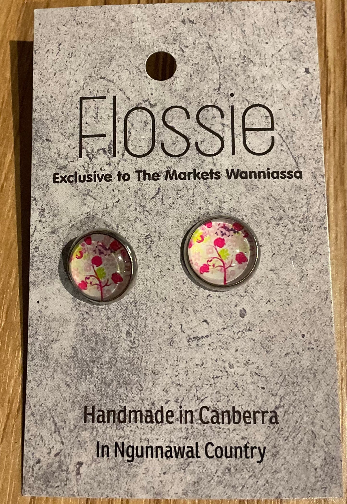 *Earrings Pink Blooms Glass Studs
