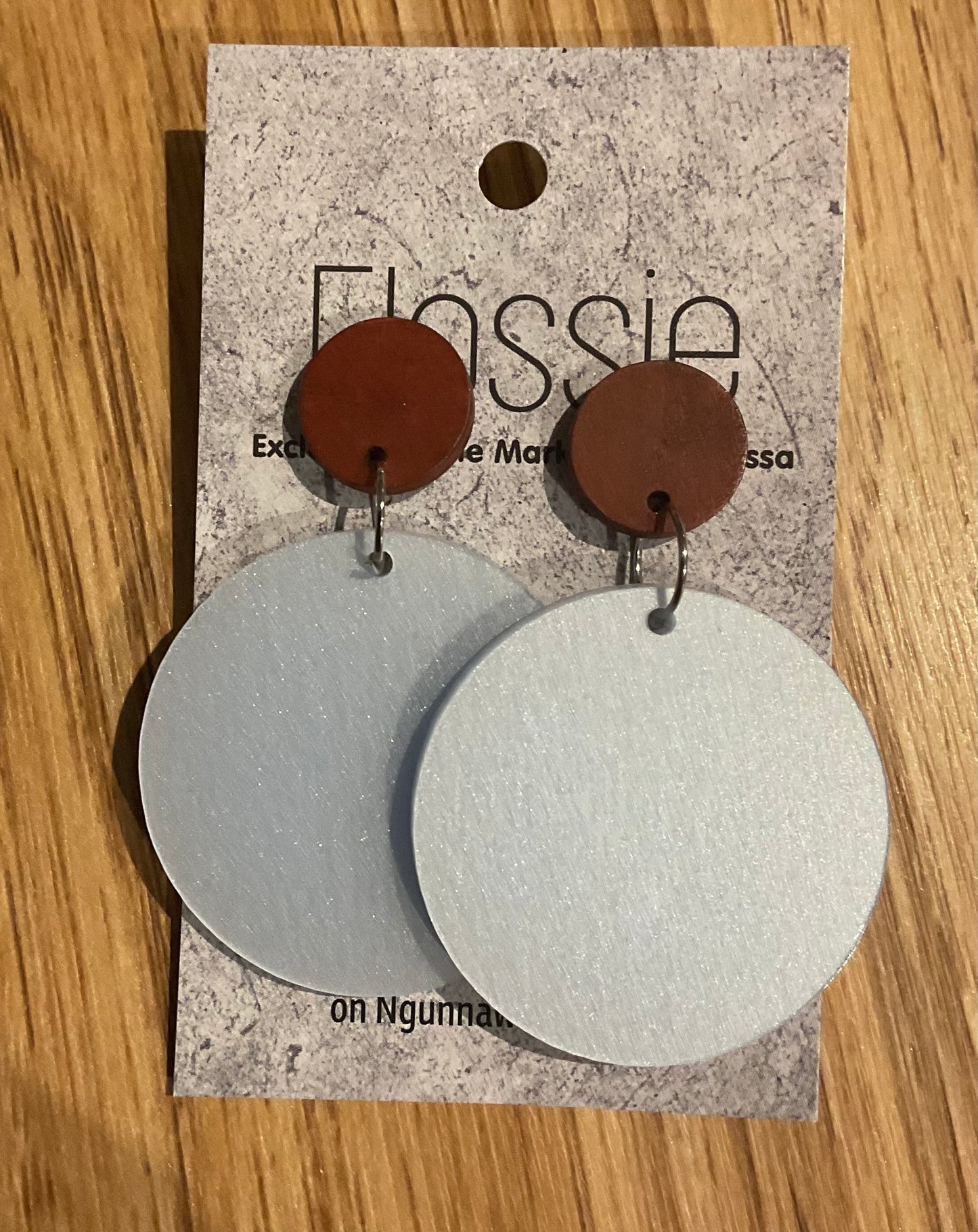 *Earrings 4cm Round Shiny Blue Dangles