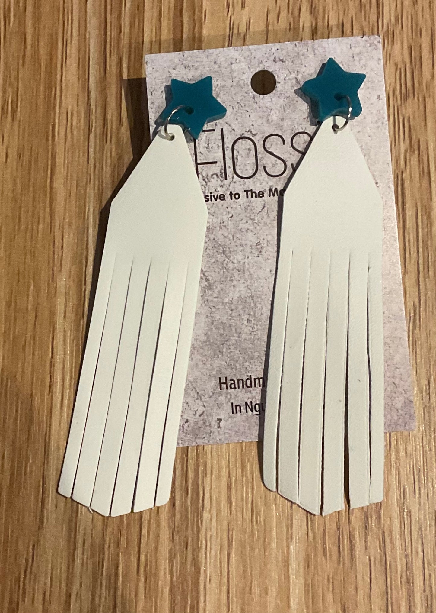 *Earrings Long White Tassel Dangles
