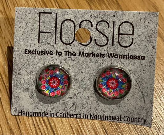 *Earrings Pink Mandala Glass Studs