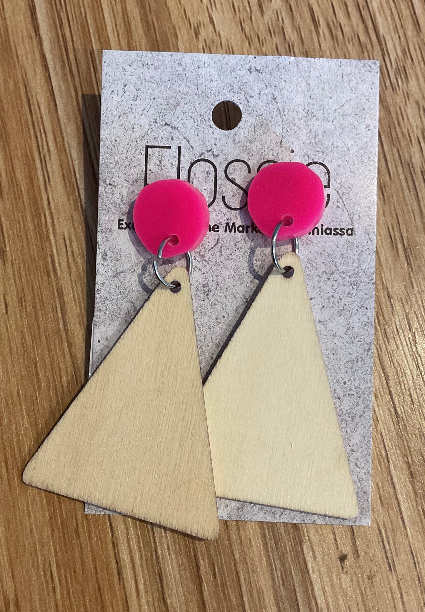 *Earrings Wooden Triangle Dangles