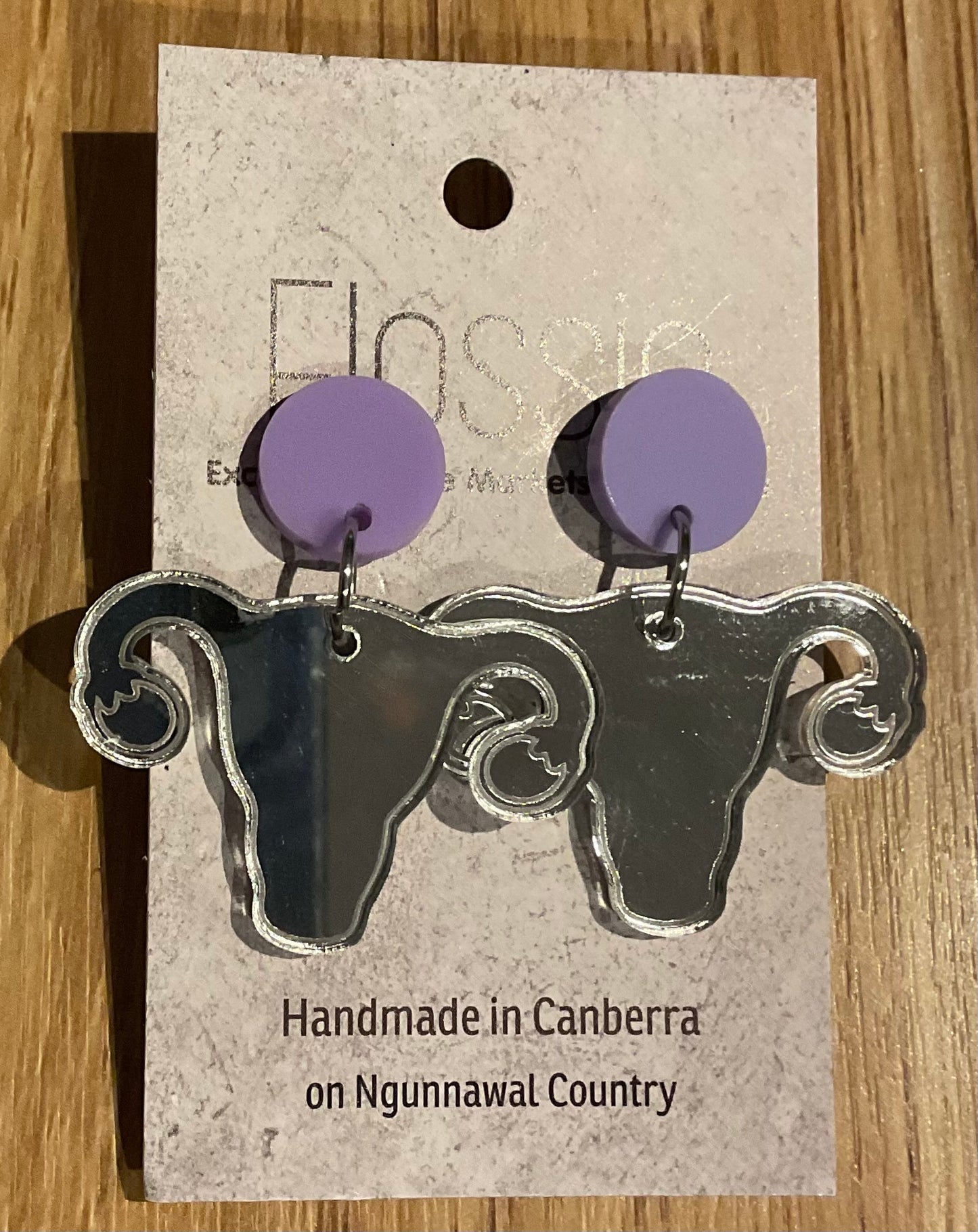 *Earrings Acrylic Mirror Uterus Dangles