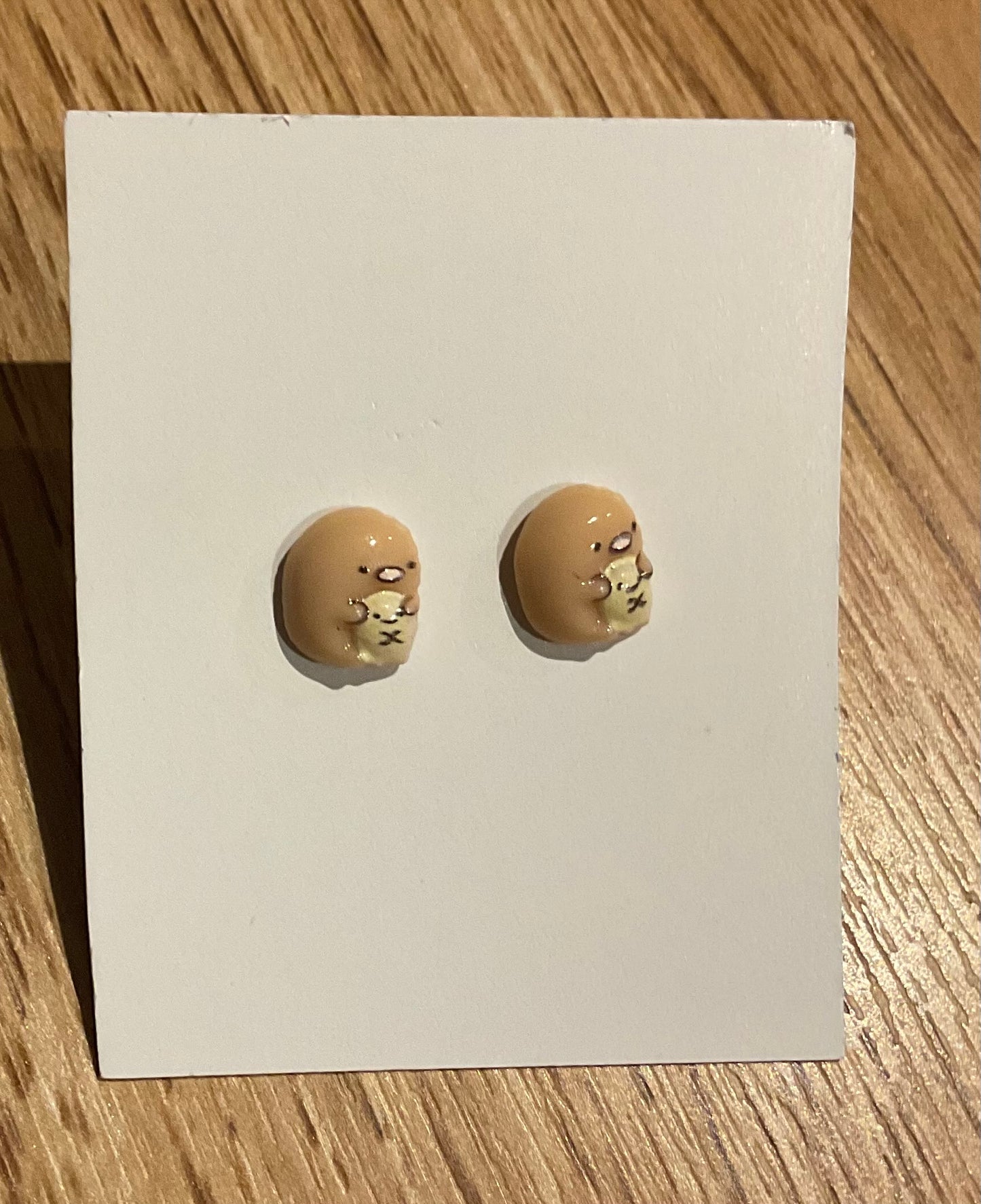 *Earrings Teeny Caramel Monster Studs