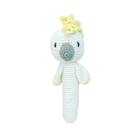 100% Cotton Crochet Hand Rattle - Cookie Cockatoo