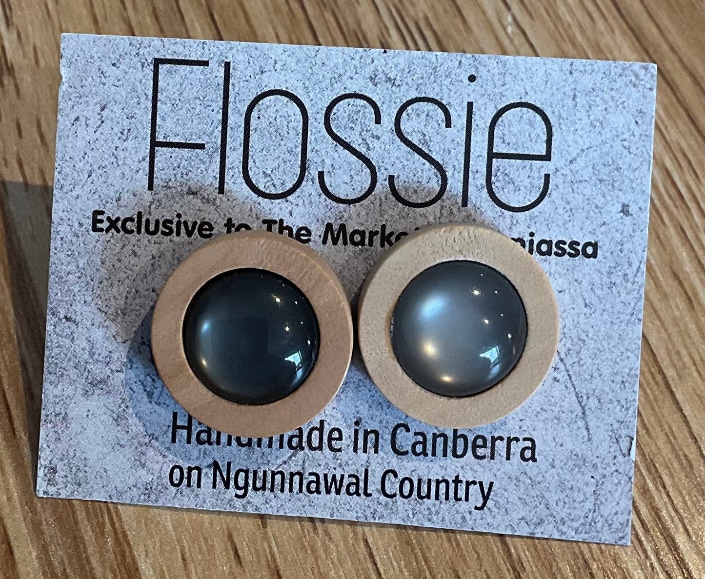 *Earrings Wooden Glass Dome Studs