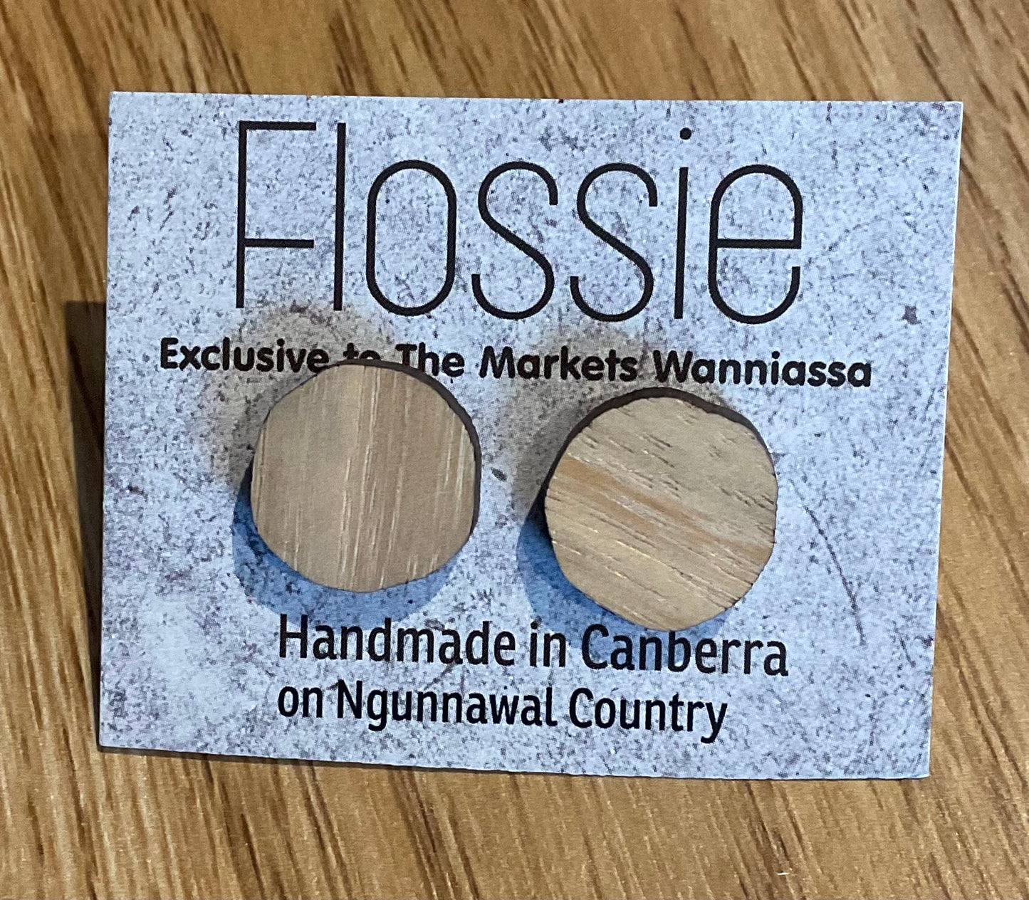 *Earrings Asymmetrical Round Wooden Studs