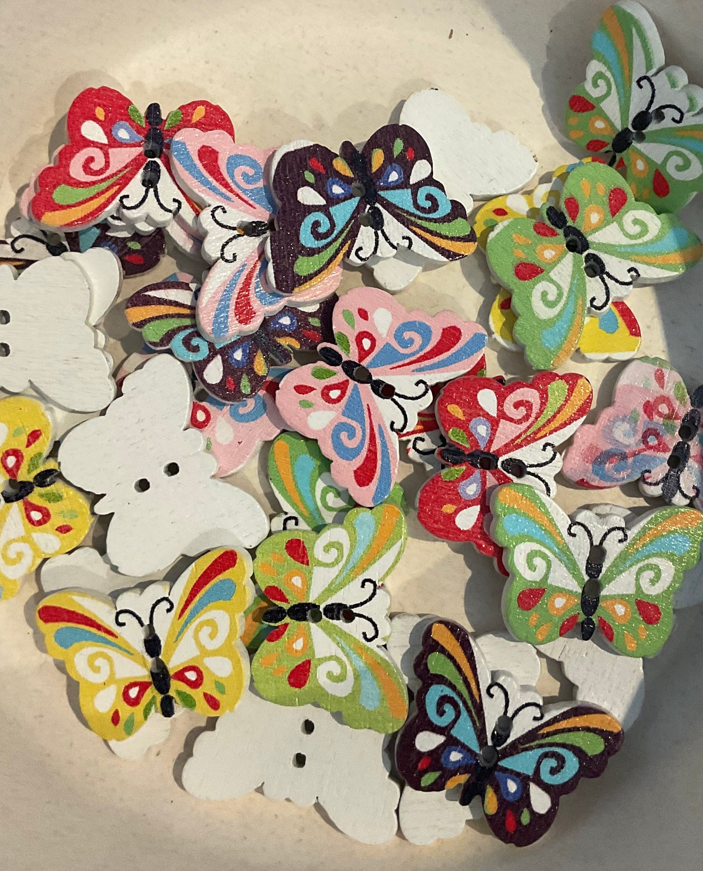 *Loose Buttons - Wooden Printed Butterflies