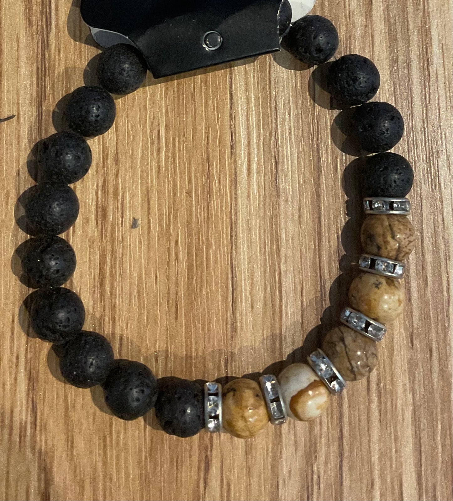 *Bracelet Lava Beads and Tiger Eye Gemstones