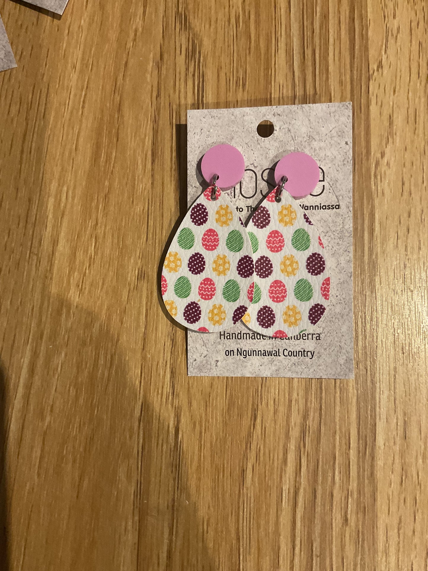 *Earrings Vinyl Easter Egg Print Dangles