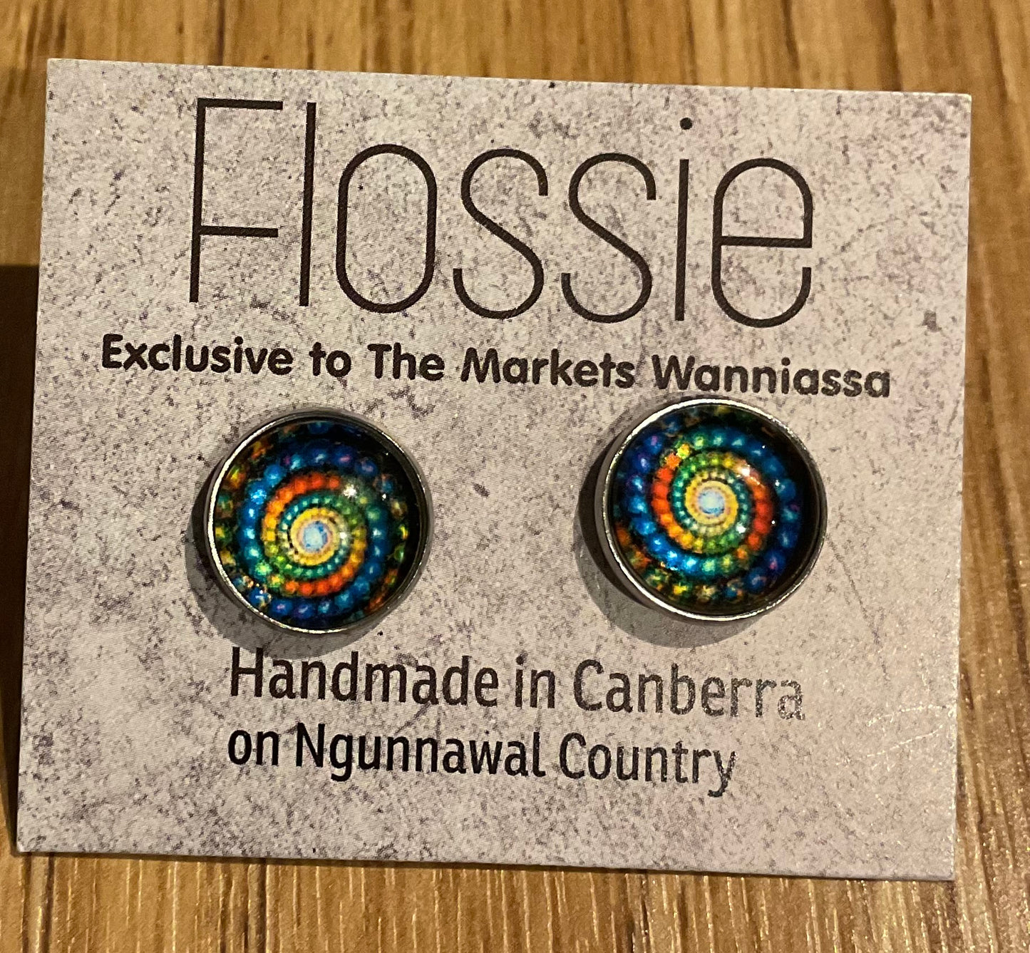*Earrings Swirl Mandala Glass Studs