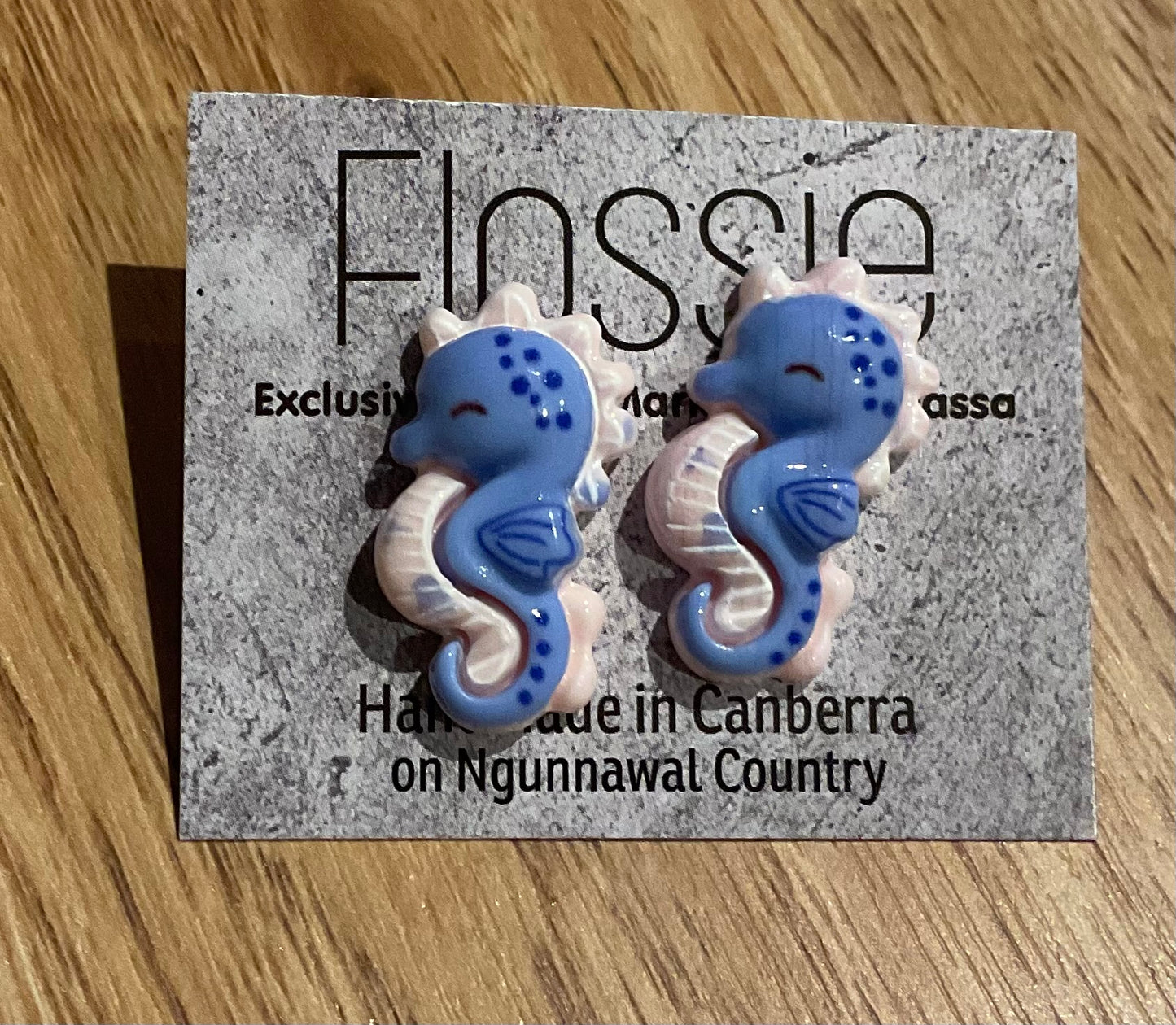 *Earrings Blue Seahorse Studs