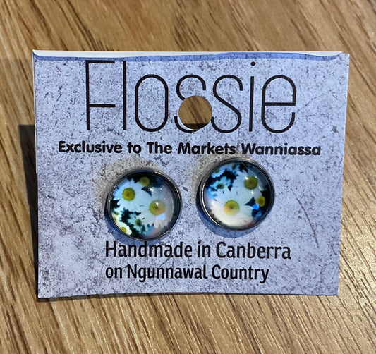 *Earrings Floral Glass Dome Studs