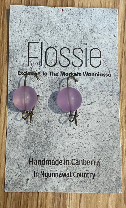 *Earrings Glass Dome Dangles Pink Opaque