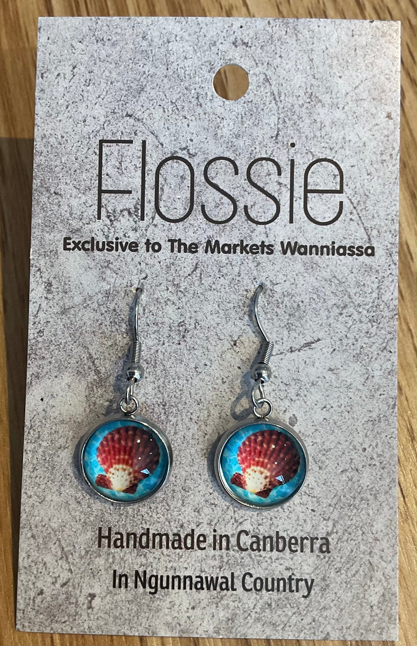 *Earrings Glass Dome Dangles Seashell