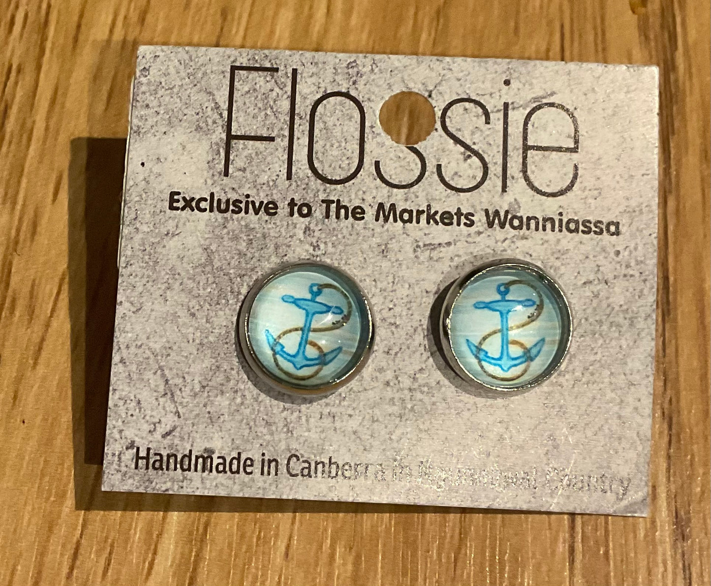 *Earrings Anchor Glass Studs