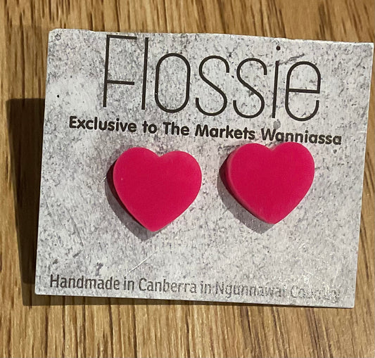 *Earrings Hot Pink Heart Studs