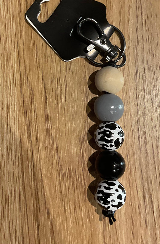 *Beaded Keychain Black and White