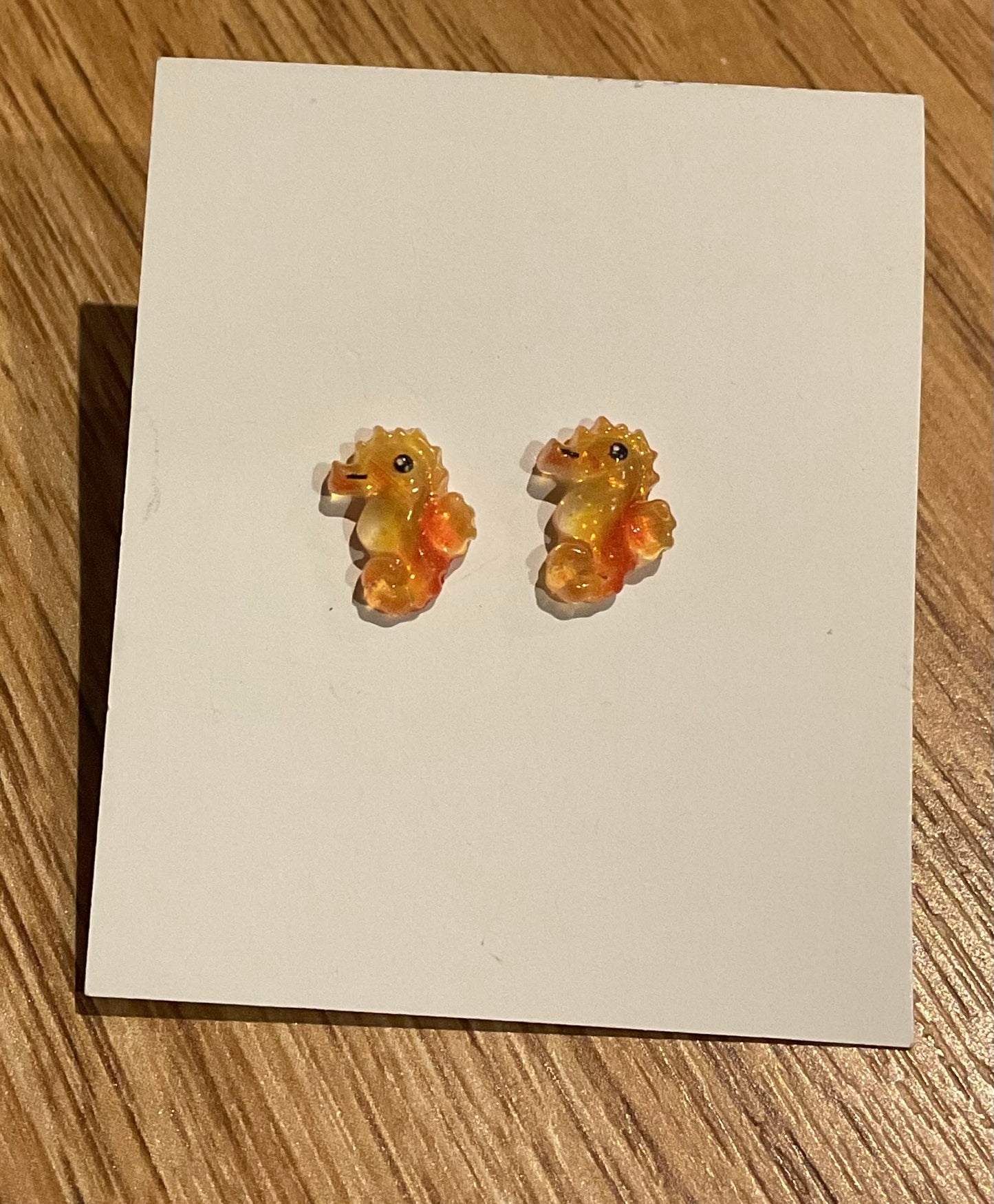 *Earrings Orange Seahorse Studs