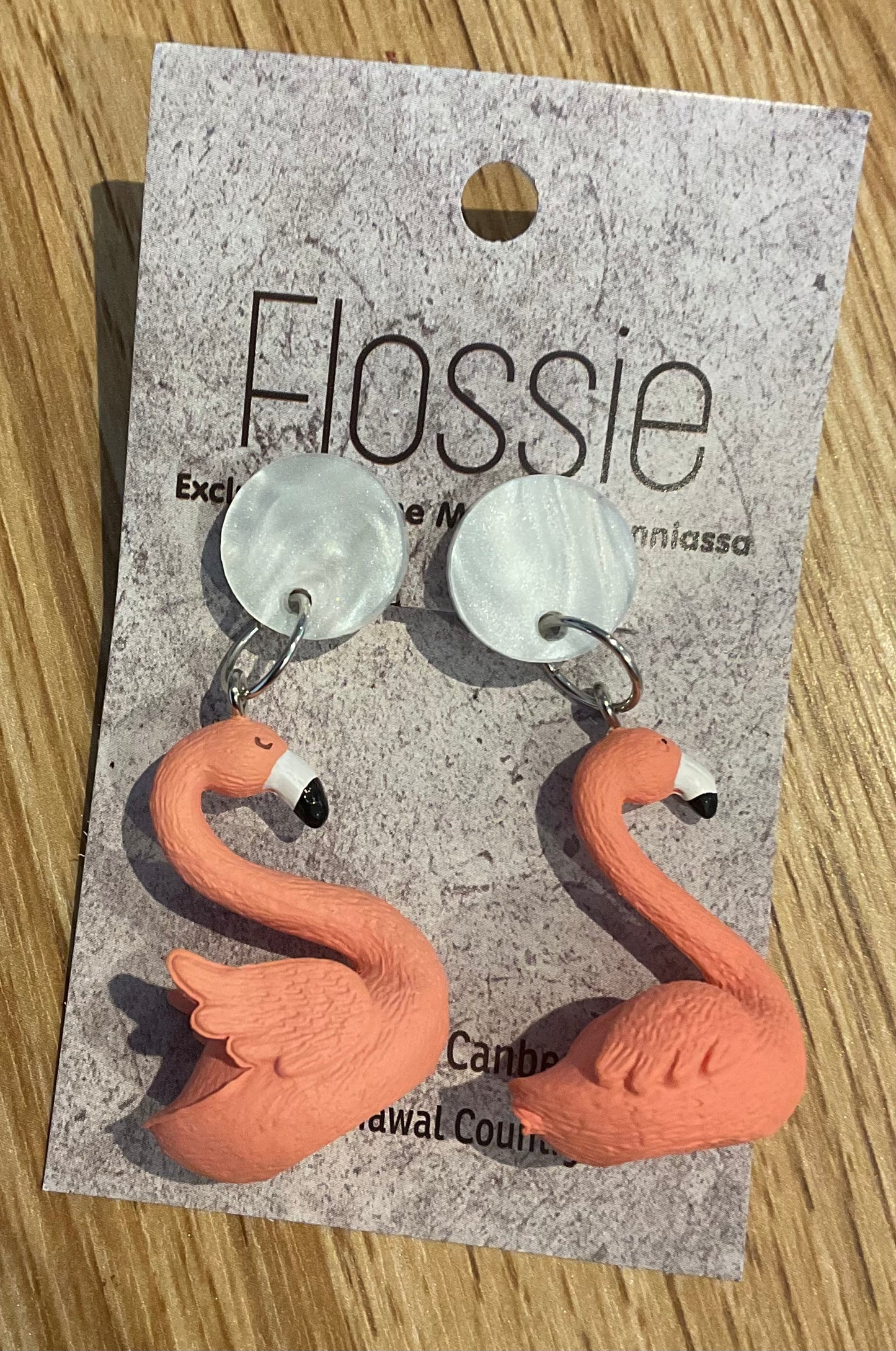 *Earrings Clip on Dangles Flamingoes