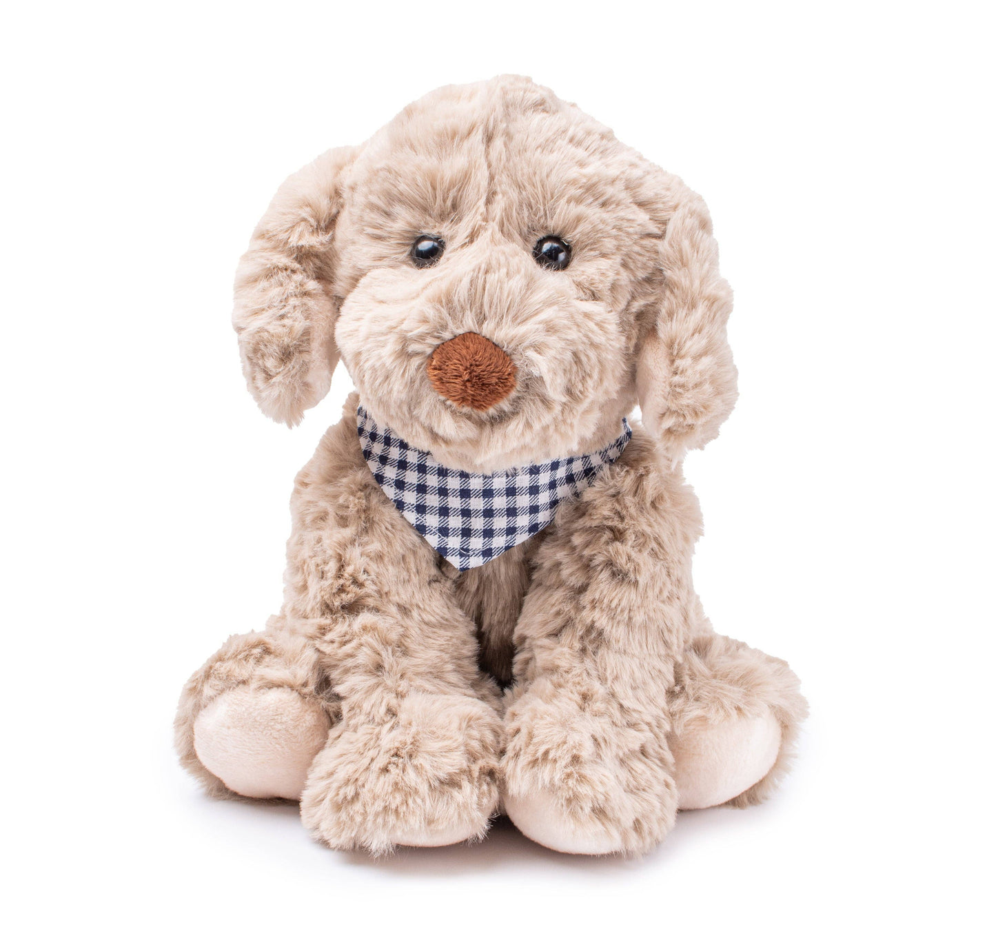 Buddy the Labradoodle Toy: Blue Check Bandana