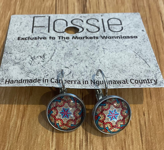 *Earrings Glass Dome Dangles Mandala
