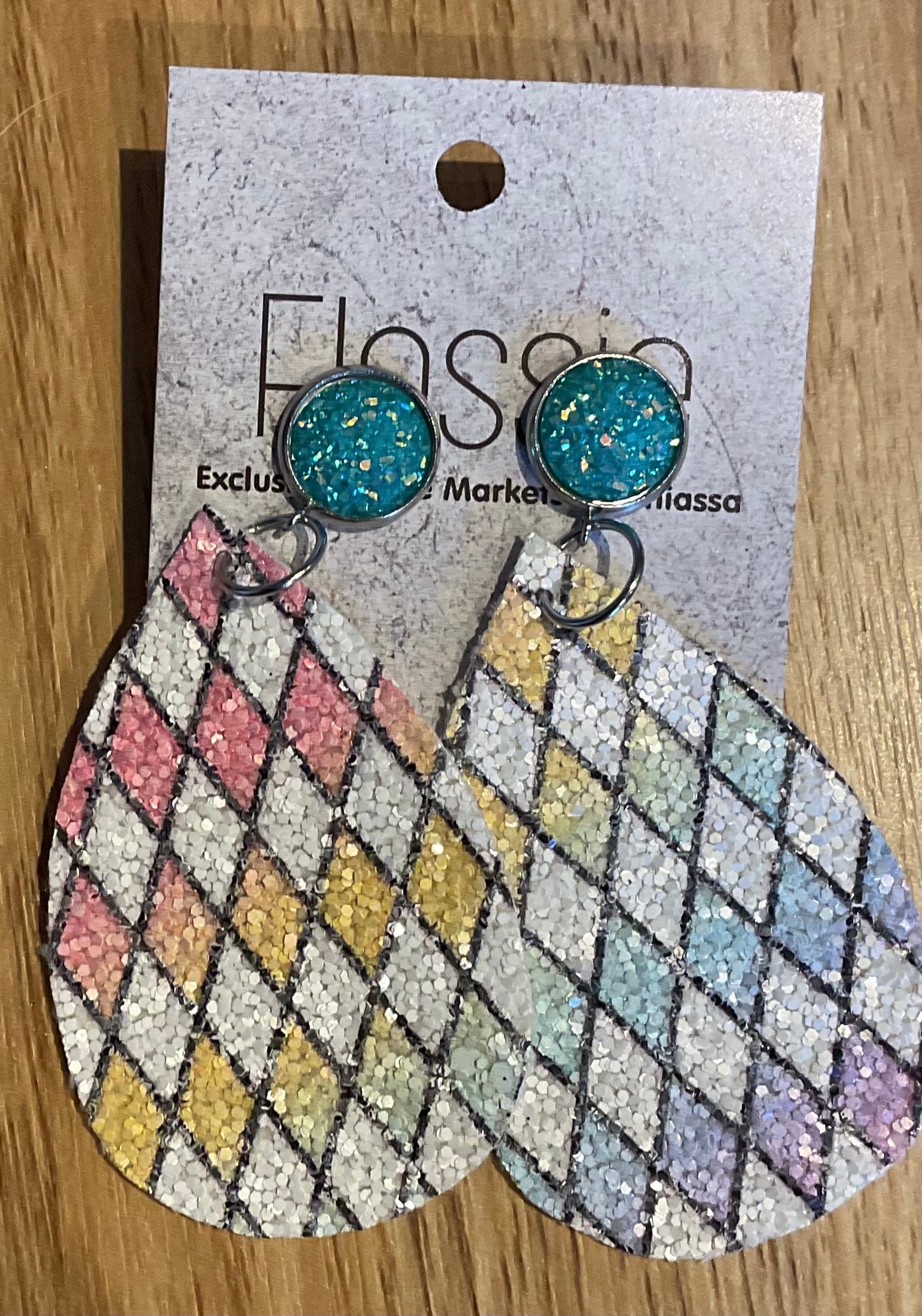 *Earrings Diamond Pastel Glitter Dangles