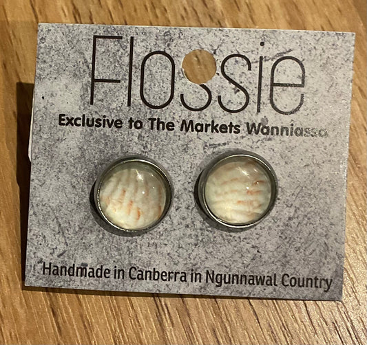 *Earrings Beige Print Glass Studs