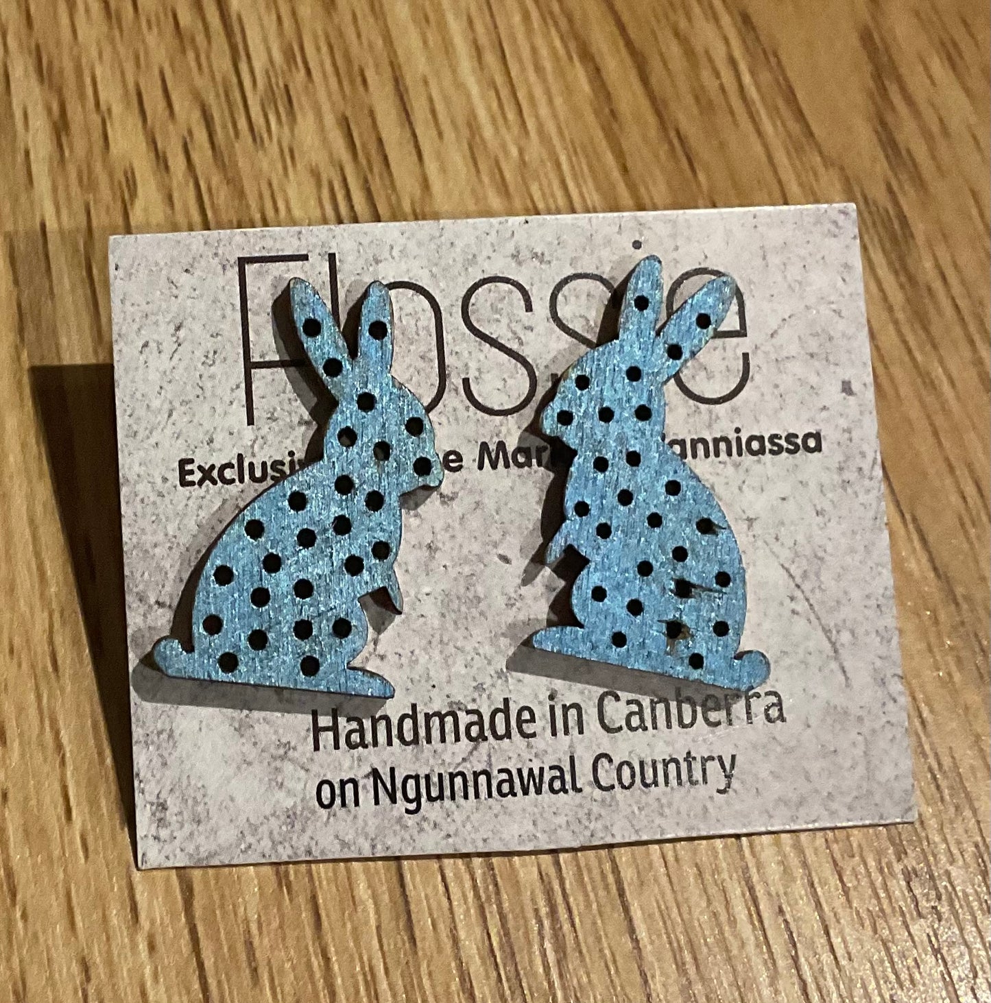 *Earrings Hand Painted Blue Bunny Studs